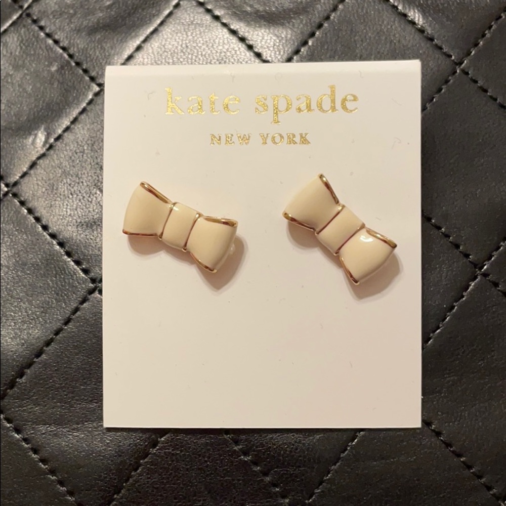 Kate Spade cream bow earrings